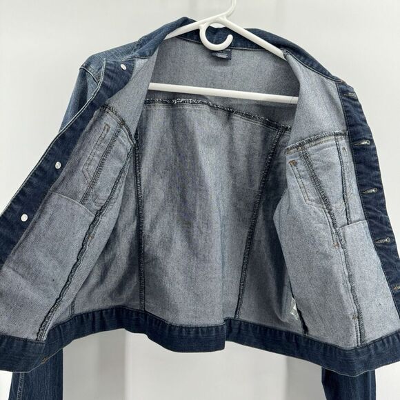 Faded Glory Size L 12 -14 Women's Denim Jean Jacket Button Down Front Pockets - Picture 5 of 16